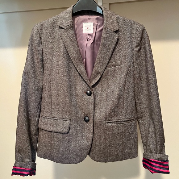 GAP Women's Charcoal Brown Blazer with Fuchsia Accents - Picture 2 of 7